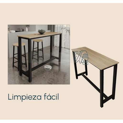Mesa alta Cozinha Sala de jantar PretoSonoma 140x40x100 Ani Muebles Bonitos