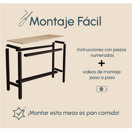 Mesa alta Cozinha Sala de jantar PretoSonoma 140x40x100 Ani Muebles Bonitos