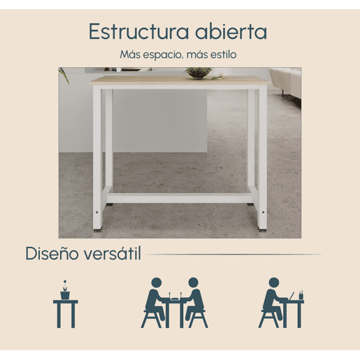 Mesa alta Cozinha Sala de jantar BrancoSonoma 120x40x100 Ani Muebles Bonitos
