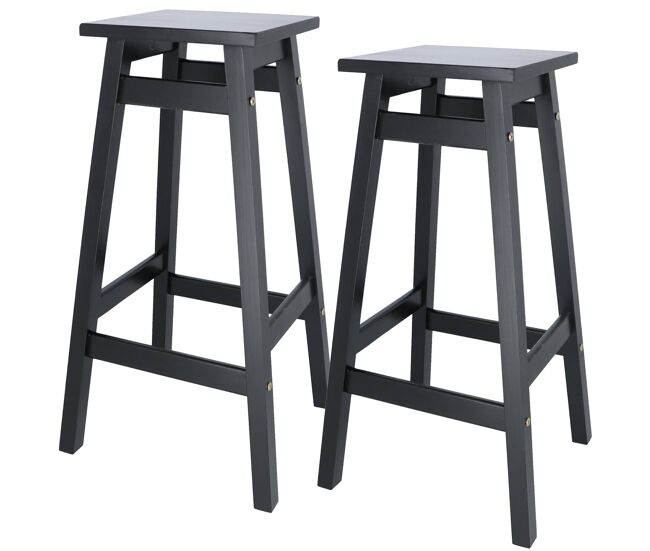 Well home juego de 2 taburetes 'laira' en madera de pino color negro h.70cm