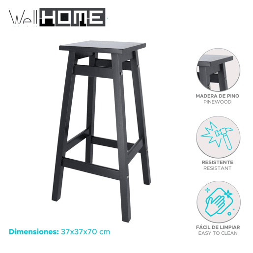 Conjunto de 2 bancos 'Laira' da Well Home em madeira de pinho