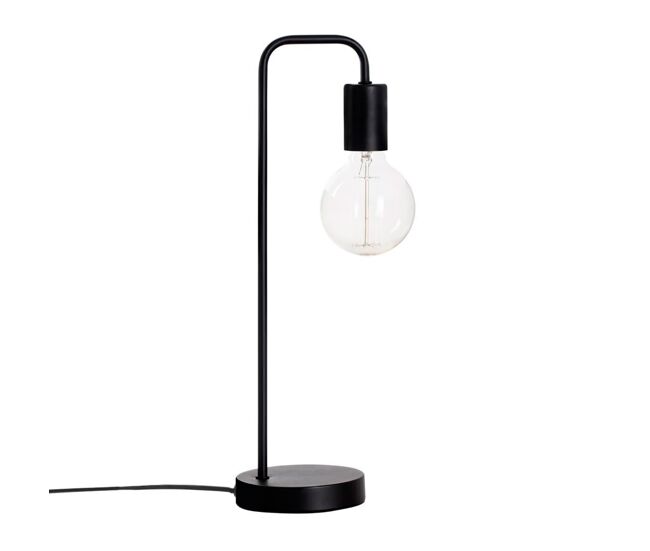 Well home - lámpara de mesa retro curvada ø13x45cm en negro con cable e interruptor - ideal para lectura