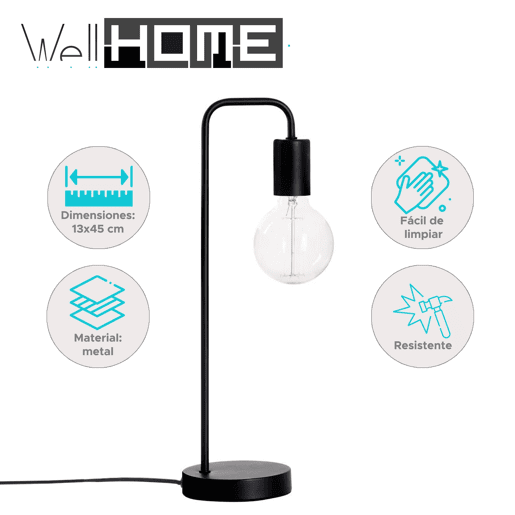 Well Home - Luminária de Mesa Curva Retro