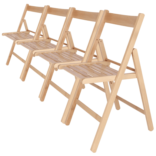 WELL HOME - Pacote de 4 cadeiras em madeira de faia, acabamento envernizado