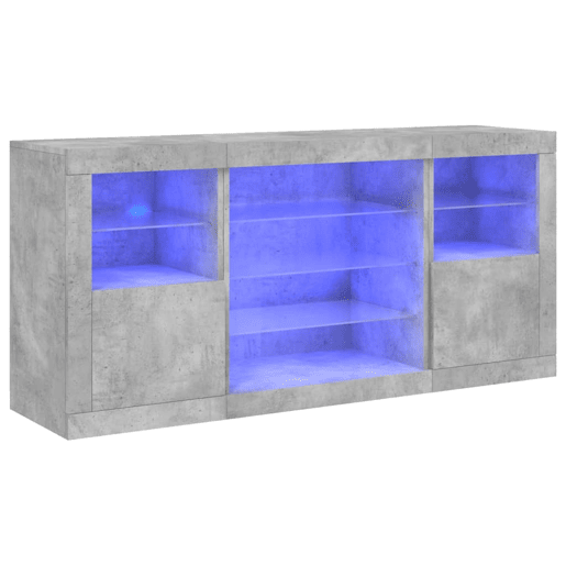 vidaXL Aparador com luzes LED 142,5x37x67 cm cinzento cimento vidaXL Aparador com luzes LED 142,5x37x67 cm cinzento cimento