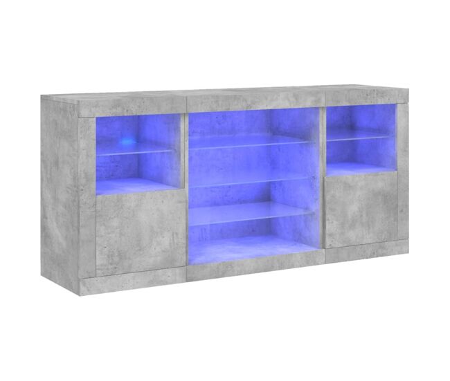 Vidaxl aparador con luces led gris hormigón 142,5x37x67 cm