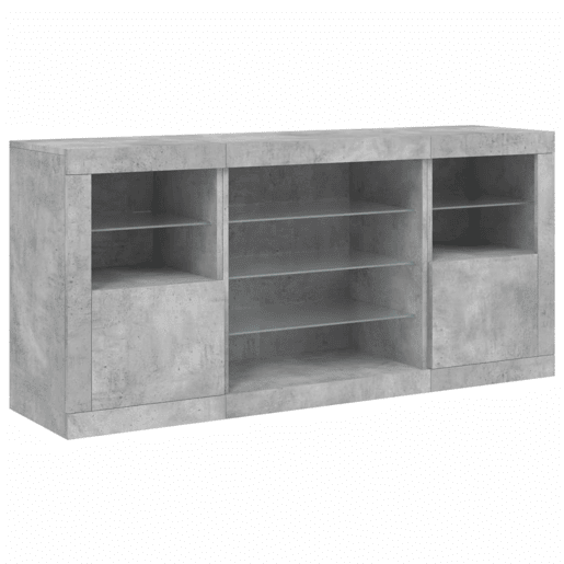 vidaXL Aparador com luzes LED 142,5x37x67 cm cinzento cimento vidaXL Aparador com luzes LED 142,5x37x67 cm cinzento cimento