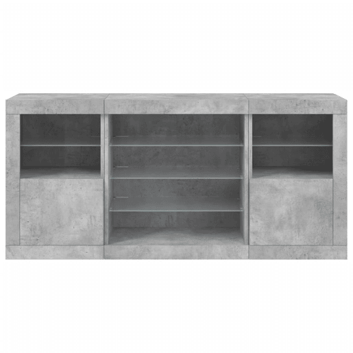 vidaXL Aparador com luzes LED 142,5x37x67 cm cinzento cimento vidaXL Aparador com luzes LED 142,5x37x67 cm cinzento cimento