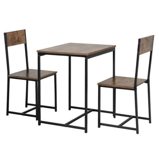 Conjunto de mesa fixa com 2 cadeiras, móveis de cozinha Jess, estilo moderno em carvalho cambriano e preto 80x77x50 cm