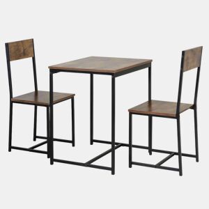 Conjunto de mesa fixa com 2 cadeiras, móveis de cozinha Jess, estilo moderno em carvalho cambriano e preto 80x77x50 cm