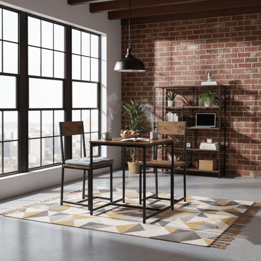 Conjunto de mesa fixa com 2 cadeiras, móveis de cozinha Jess, estilo moderno em carvalho cambriano e preto 80x77x50 cm