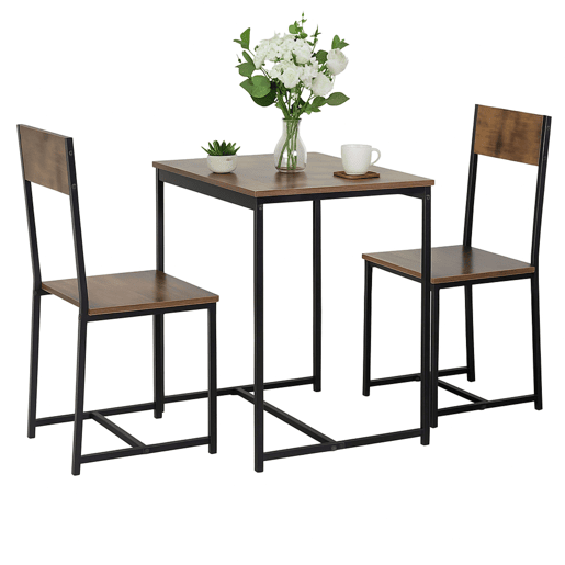 Conjunto de mesa fixa com 2 cadeiras, móveis de cozinha Jess, estilo moderno em carvalho cambriano e preto 80x77x50 cm