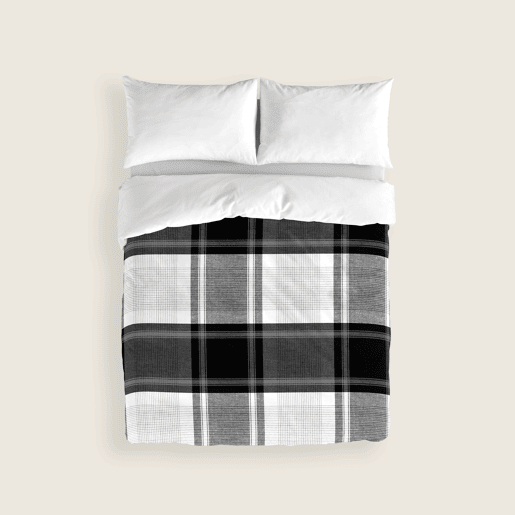 NATURALS - Capa de edredão estampada Cama 180 - Algodão extra macio - Inclui 1 ou 2 fronhas - CHECK