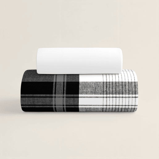 NATURALS - Capa de edredão estampada Cama 180 - Algodão extra macio - Inclui 1 ou 2 fronhas - CHECK