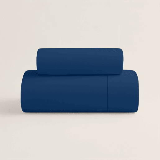 NATURALS - Capa de edredão Lisa Cama 180 - Fecho com botões - 100% Algodão - Inclui 1 ou 2 Fronhas - AZUL