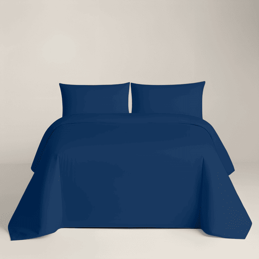 NATURALS - Capa de edredão Lisa Cama 180 - Fecho com botões - 100% Algodão - Inclui 1 ou 2 Fronhas - AZUL