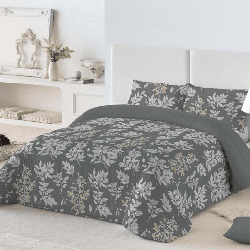 NATURALS - Edredão Nórdico Estampado - 200 gramas - Cama 90 - HOJAS GRIS
