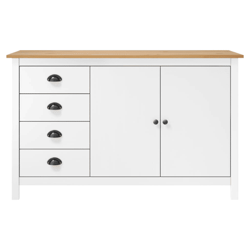 Aparador Bufete Móvel de apoio - 130x40x80 cm madeira de pinho maciça branco