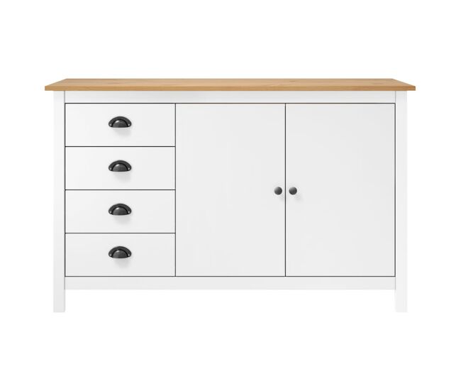 Aparador mueble de almacenamiento - madera maciza de pino blanco 130x40x80 cm