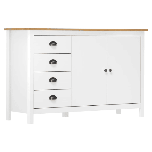 Aparador Bufete Móvel de apoio - 130x40x80 cm madeira de pinho maciça branco