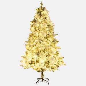 Árvore de Natal pré-iluminada c flocos neve e pinhas PVCPE