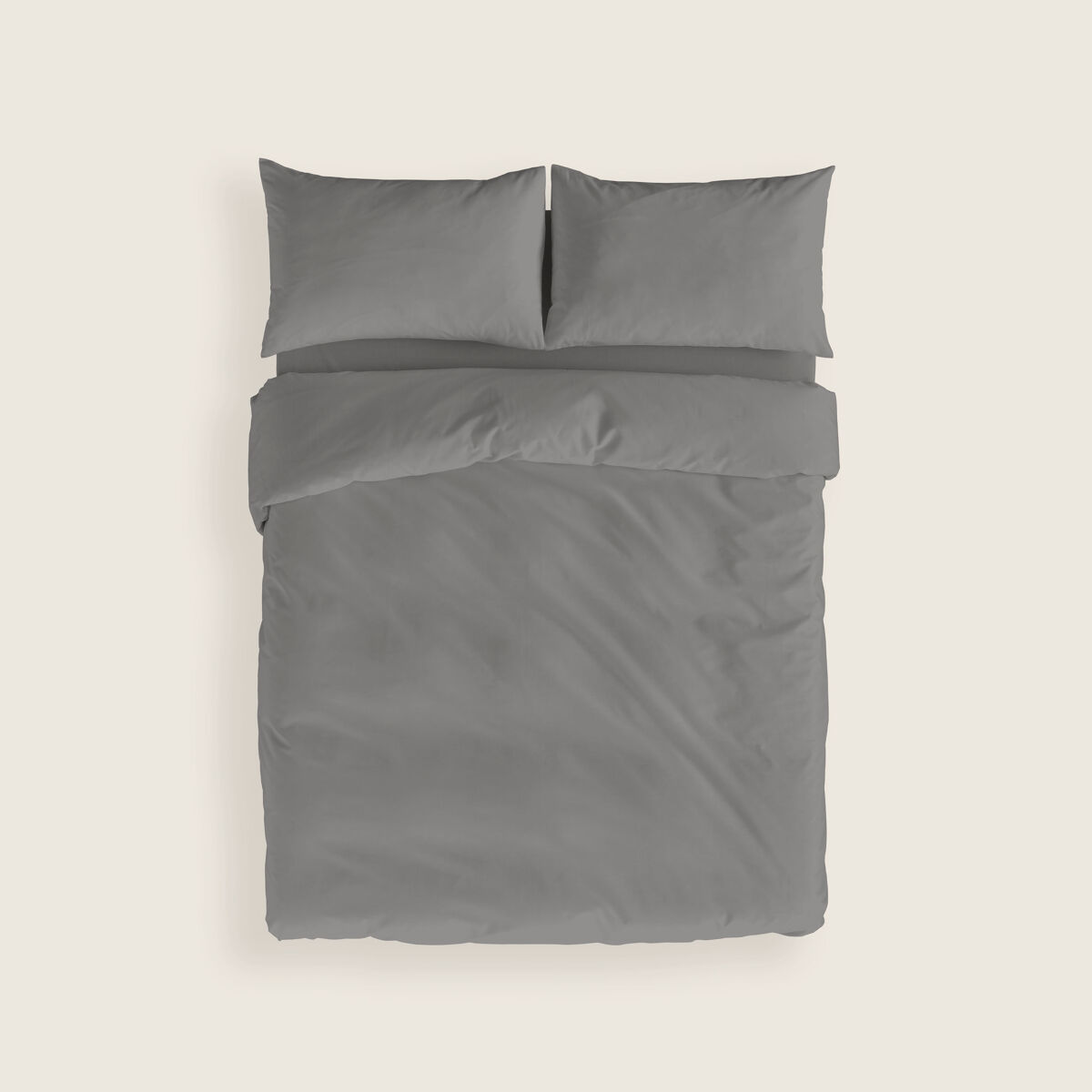 Naturals - funda nórdica lisa cama 90 - cierre con botones - 100% algodón - incluye 1 o 2 fundas de almohada - gris