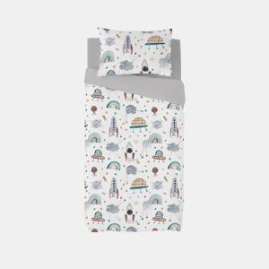 NATURALS - Capa de edredão estampada infantil Cama 90 - Algodão extra macio - Inclui 1 fronha - ROCKET