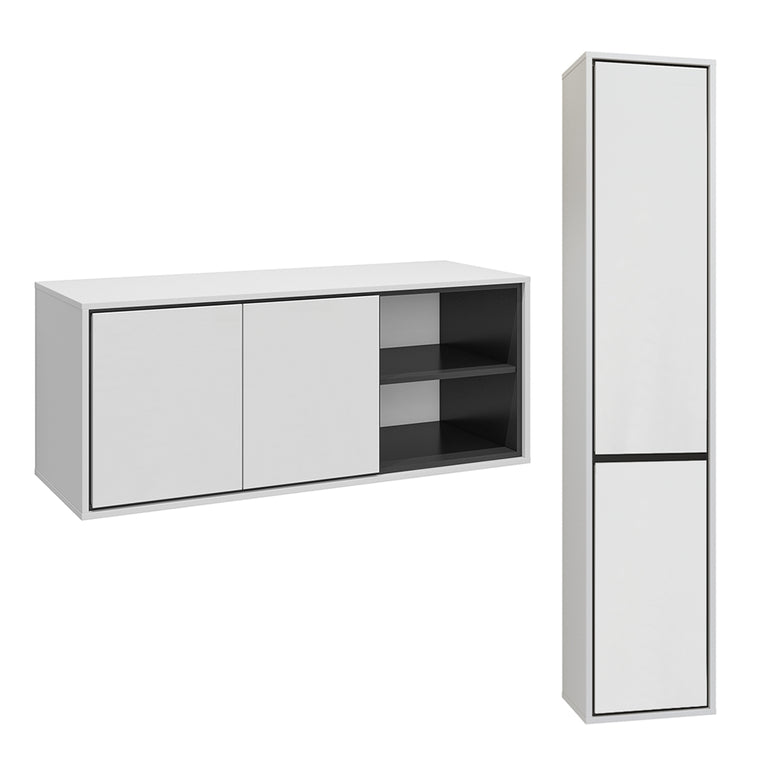 Conjunto mueble bajo lavabo 120 cm y columna sophéa blanco