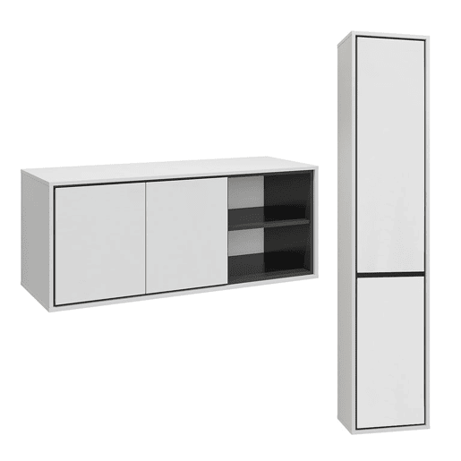Conjunto móvel sob lavatório 120cm e coluna Sophéa Branco Conjunto móvel sob lavatório 120cm e coluna Sophéa Branco