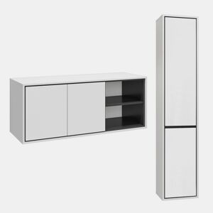Conjunto móvel sob lavatório 120cm e coluna Sophéa Branco