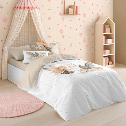 NATURALS - Capa de edredão estampada infantil Cama 105 - Algodão extra macio - Inclui 1 fronha - ELIA
