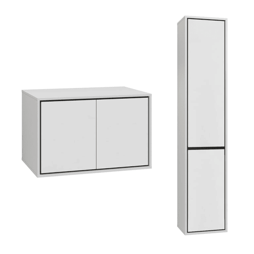 Conjunto móvel sob lavatório 80cm e coluna Sophéa Branco Conjunto móvel sob lavatório 80cm e coluna Sophéa Branco