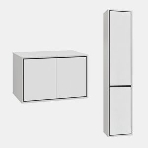 Conjunto móvel sob lavatório 80cm e coluna Sophéa Branco