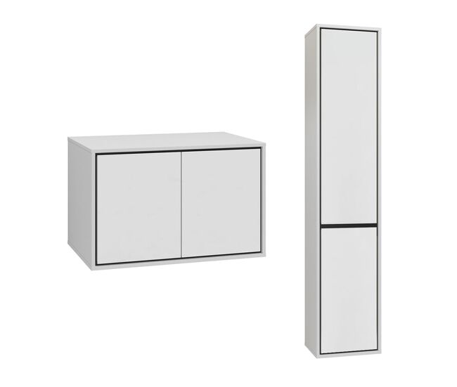 Conjunto mueble bajo lavabo 80 cm y columna sophéa blanco