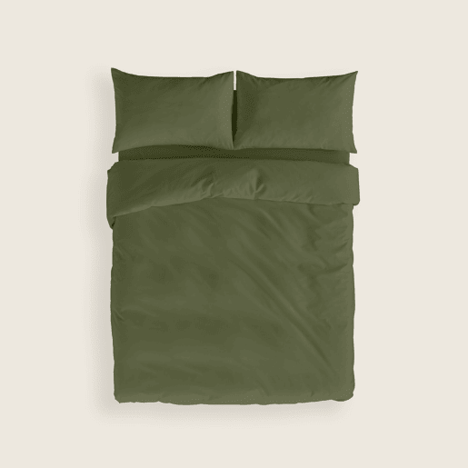 NATURALS - Capa de edredão Lisa Cama 90 - Fecho com botões - 100% Algodão - Inclui 1 ou 2 Fronhas - VERDE-GARRAFA