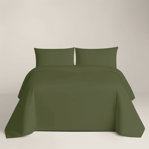 NATURALS - Capa de edredão Lisa Cama 90 - Fecho com botões - 100% Algodão - Inclui 1 ou 2 Fronhas - VERDE-GARRAFA