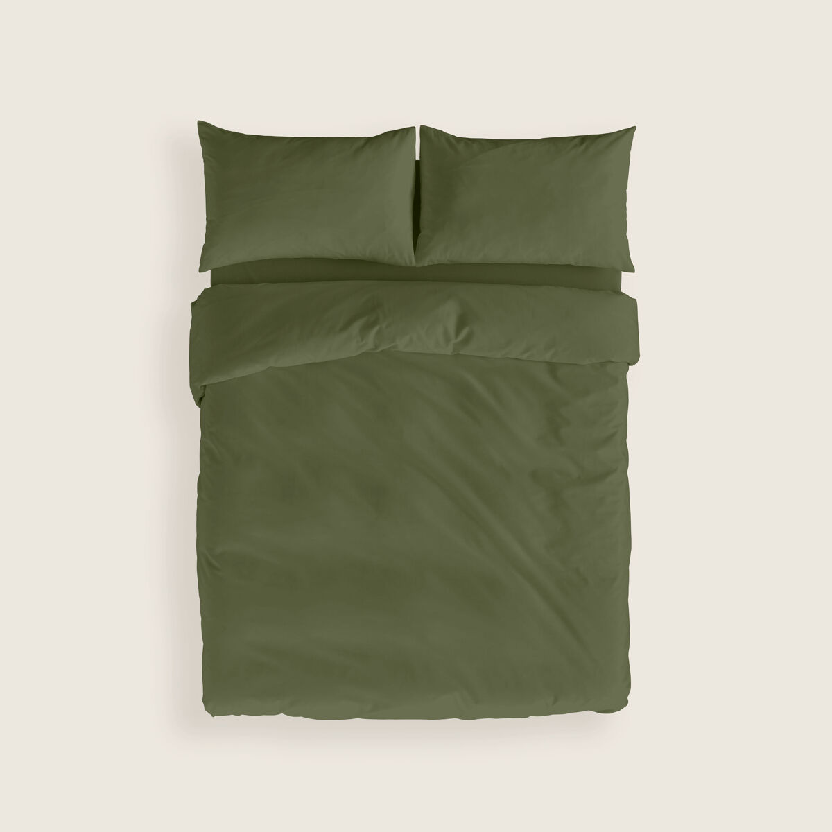 Naturals - funda nórdica lisa cama 105 - cierre con botones - 100% algodón - incluye 1 o 2 fundas de almohada - verde botella