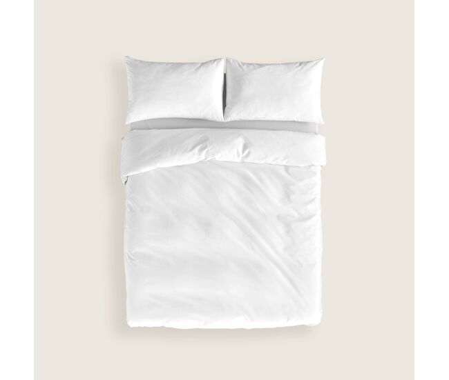 Naturals - funda nórdica lisa cama 180 - cierre con botones - 100% algodón - incluye 1 o 2 fundas de almohada - blanco óptico