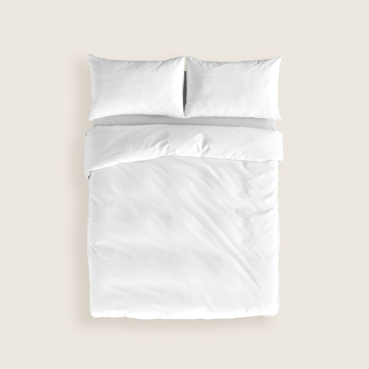 Naturals - funda nórdica lisa cama 90 - cierre con botones - 100% algodón - incluye 1 o 2 fundas de almohada - blanco óptico