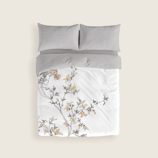 NATURALS - Capa de edredão estampada Cama 135 - Algodão extra macio - Inclui 1 ou 2 fronhas - SARAH