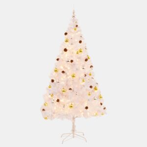 Árvore de Natal artificial pré-iluminada enfeites 210cm branco