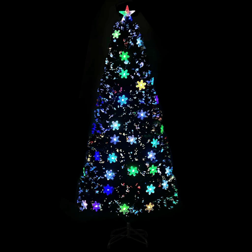 Árvore de Natal - Pinheiro de Natal com flocos de neve LED 180 cm fibra ótica preto