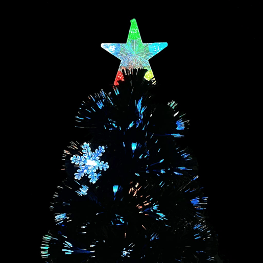 Árvore de Natal - Pinheiro de Natal com flocos de neve LED 180 cm fibra ótica preto