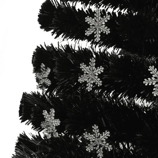 Árvore de Natal - Pinheiro de Natal com flocos de neve LED 180 cm fibra ótica preto