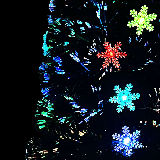 Árvore de Natal - Pinheiro de Natal com flocos de neve LED 180 cm fibra ótica preto