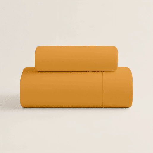 NATURALS - Capa de edredão Lisa Cama 105 - Fecho com botões - 100% Algodão - Inclui 1 ou 2 Fronhas - OCRE
