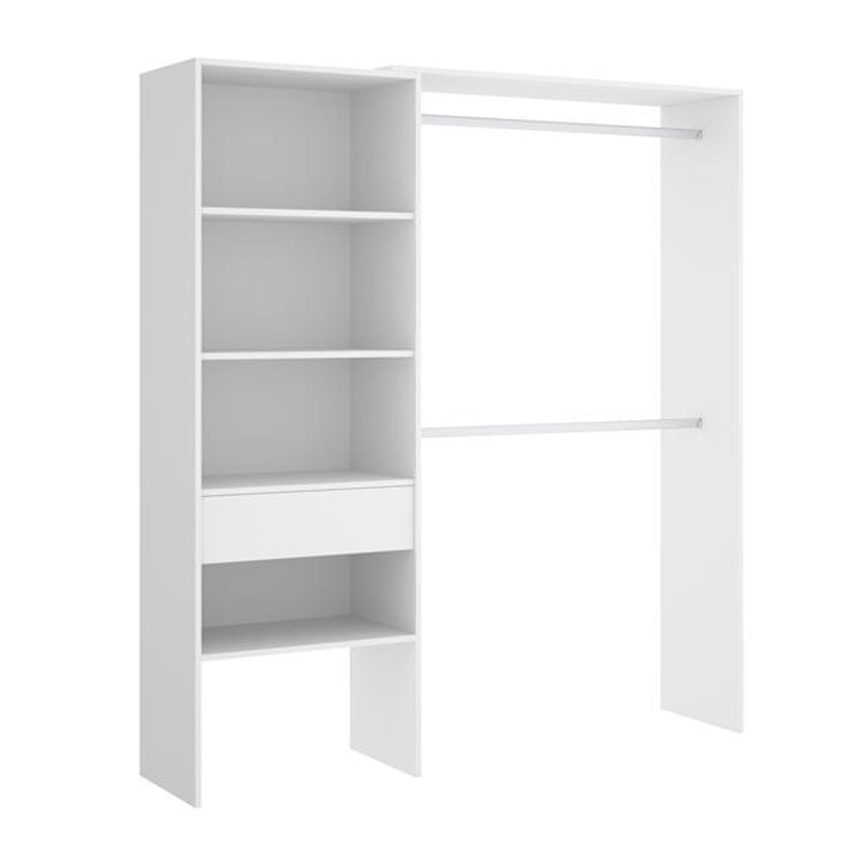 Armario vestidor Suit  barras con  compartimentos y  cajón 160