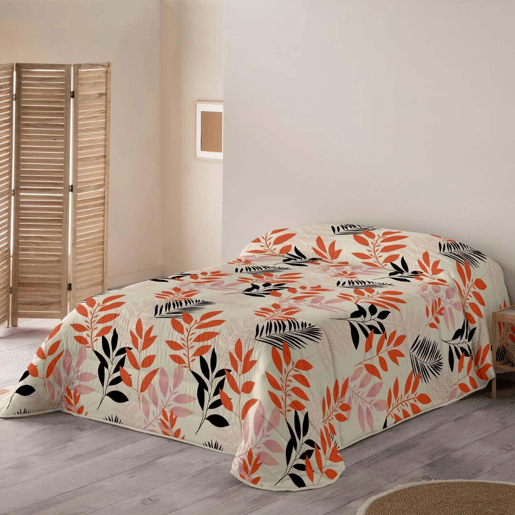 NATURALS - Edredão Nórdico Estampado - 200 gramas - Cama 90 - RAMO HOJAS