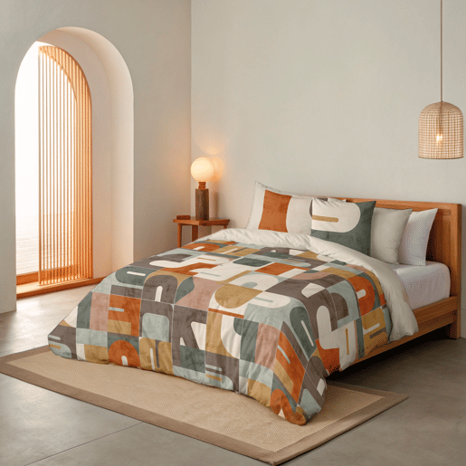 NATURALS - Capa de edredão estampada Cama 180 - Algodão extra macio - Inclui 1 ou 2 fronhas - PUZZLE