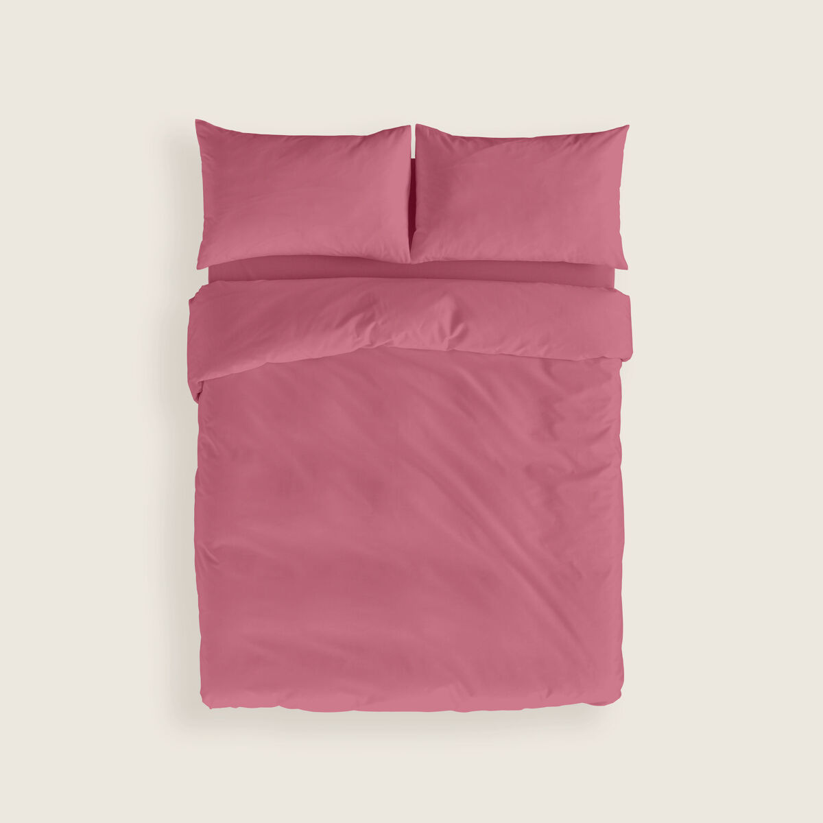 Naturals - funda nórdica lisa cama 180 - cierre con botones - 100% algodón - incluye 1 o 2 fundas de almohada - fucsia